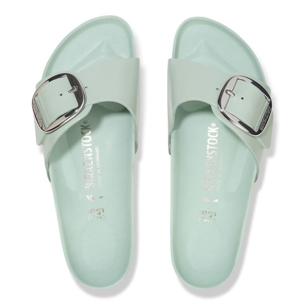 Birkenstock. NWT. Surf Green Madrid Leather with Silver Buckle